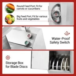 Multi-Functional Vegetable Cutter - High-Efficiency Motor,Dicer With 2 Size Feed Ports, Vegetable Processor Detachable Stainless Steel Blade -Furniture GUEST 283852a7 2308 4646 975e 23bddcff5763