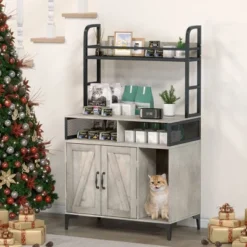 Cat Litter Box Enclosure With Shelves, Hidden Litter Box Cabinet , Wooden Pet House Storage Cabinet For Cat Toys -Furniture GUEST 286123ee b7c4 4963 9e6d 52d508f477b0