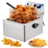 10QT Electric Deep Fryer - Stainless Steel Commercial Single Basket Fryer With Adjustable Thermostat & Splatter Lid -Furniture GUEST 290e27bc bec1 4a3a 9cb0 51837c816588