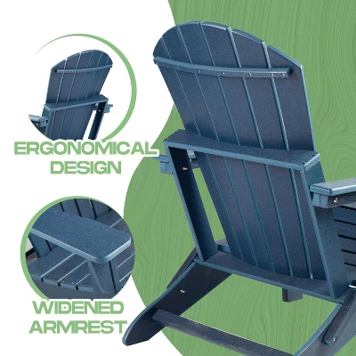 Folding Adirondack Chair, Oversized HDPE Adirondack Chairs With Weather Resistant, Outdoor Fire Pit Chair 6 Folding Adirondack Chair, Oversized HDPE Adirondack Chairs With Weather Resistant, Outdoor Fire Pit Chair - Image 4