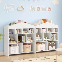 9-Cubby Kids Bookshelf Toy Storage Organizer - White Wooden Bookcase For Playroom, Nursery & Kids Room -Furniture GUEST 29d152c3 cba4 428e bccc 7d387f89d128