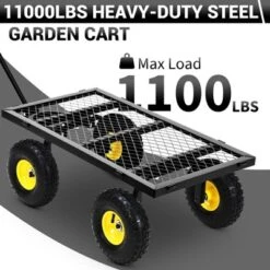 Heavy Duty Steel Garden Cart, Pullable Metal Garden Wagon With 10" Wheels, 180° Rotating Handle And Removable Sides For Outdoor, Farm, Yard -Furniture GUEST 2b04d073 305d 4deb 8a7e 619979e22245