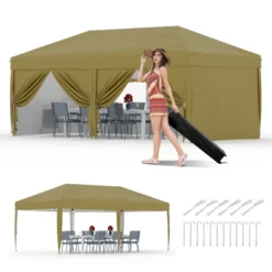 20x10 Pop Up Canopy Tent Outdoor Canopy One-Person Set Up Heavy Duty Commercial Instant Tent Shelter, 6-Sidewall -Furniture GUEST 2b33083f 2adf 457c 80a6 8d10473a6946