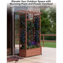 Raised Garden Bed With Trellis, 45 Inch Wood Planter Box With Side Trellis, Hanging Roof, And 4 Drainage Holes, Freestanding Elevated Garden Bed -Furniture GUEST 2b567bce 95e9 4d94 be41 814e3fb5df77