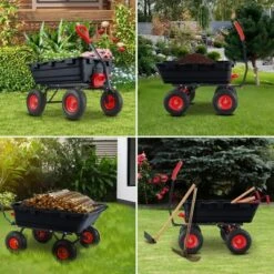 Garden Dump Cart,800lbs Heavy Duty Poly Yard Dump Garden Cart,with 10-Inch Tires,180¡ãRotating Handle,Steel Frame And Quick Release System For Garden -Furniture GUEST 2bdcc647 1b06 434a b728 4ef91ebdacae
