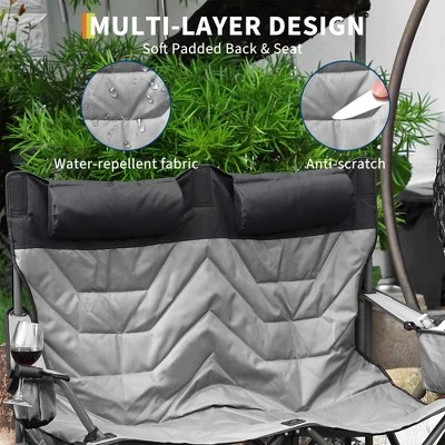 Oversized Double Camping Chairs, Heavy Duty Padded Loveseat Chair - 900Lbs Support For Adult - Comfortable Camping Chair With High Back & Pillow 5 Oversized Double Camping Chairs, Heavy Duty Padded Loveseat Chair - 900Lbs Support For Adult - Comfortable Camping Chair With High Back & Pillow - Image 3