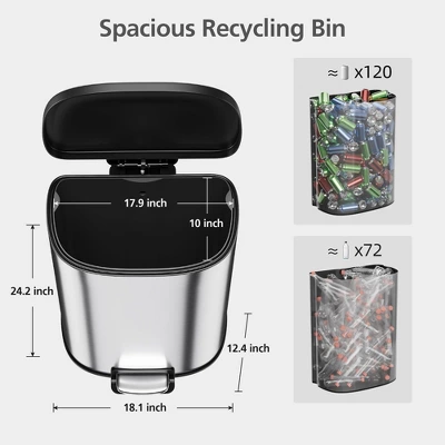 13.2 Gal/50L D-Shape Trash Can, Step-On Stainless Steel Garbage Can, Soft-Close Lid, Anti-Fingerprint Surface, Recycling Bin 10 13.2 Gal/50L D-Shape Trash Can, Step-On Stainless Steel Garbage Can, Soft-Close Lid, Anti-Fingerprint Surface, Recycling Bin - Image 8