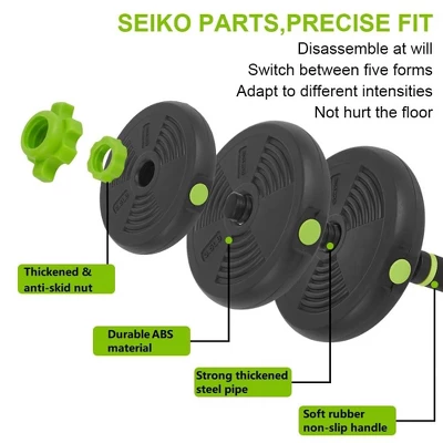 Adjustable Dumbbell And Kettlebell Set, 4 In 1, 66lbs /88lbs Weight Used As Kettlebells, Barbell, Push Up Stand For Home Gym, Green And Black 8 Adjustable Dumbbell And Kettlebell Set, 4 In 1, 66lbs /88lbs Weight Used As Kettlebells, Barbell, Push Up Stand For Home Gym, Green And Black - Image 6