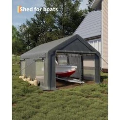 12x20 Ft Carport, Car Port With 200g PE Tarp, Roll-Up Doors, And 4 Windows, For Full-Size Pickups, Bass Boats, Tractors, And SUVs -Furniture GUEST 2d8781e5 541a 4bd2 a429 80a778d55caa