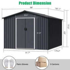 TROPOW 8x15 FT Outdoor Storage Shed, Metal Garden Shed With Lockable Door, And Sloped Roof, Utility Metal Tool Storage Sheds For Backyard, Gray 12 TROPOW 8x15 FT Outdoor Storage Shed, Metal Garden Shed With Lockable Door, And Sloped Roof, Utility Metal Tool Storage Sheds For Backyard, Gray -Furniture GUEST 2e211c7f 2f9a 479b 9667 e042b62edc08