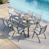 71" Aluminum Patio Dining Table W/Umbrella Hole, Outdoor Aluminum Patio Table -Furniture GUEST 2e777604 3ce2 4d33 9f22 818f48ca9ae2