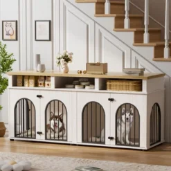 Double Dog Crate Furniture 71" Dog Kennel Furniture For 2 Medium Dogs, Heavy Duty Dogs Cage XL Dogs House Indoor With 3 Storage Shelves -Furniture GUEST 2ea69162 4486 4813 b9af 9d49b85ab1b2