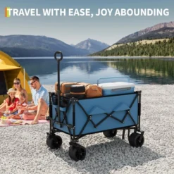 TROPOW Heavy Duty Utility Beach Wagon Cart, Collapsible Wagon Beach With All Terrain Wheels, Extra Long WagonCart Foldable With Cup Holders For Sand -Furniture GUEST 2ed54a40 88ef 48e6 95f1 002cd187cc5a