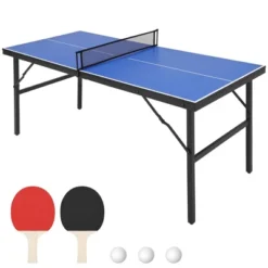 Table Tennis Set, Ping Pong Table Portable - 60x26 Inch With Demountable Net, 2 Paddles, 3 Balls, Waterproof Tabletop For Indoor Outdoor, Blue -Furniture GUEST 2f6eb81b 2e05 4cd8 a505 add47d620c2e
