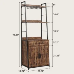 Bakers Rack With Drawer 70.8" Baker Rack With Cabinet Tall Bar Cabinet Industrial Kitchen Stand With Storage Large Microwave Storage Stand -Furniture GUEST 2fbe84b9 3c34 4895 a7c2 5a23ef9cd358