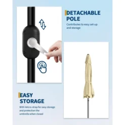 9FT Patio Umbrella Outdoor, Market Umbrella, Table Umbrella With Push Button Tilt And Crank, 8 Sturdy Ribs UV Protection Waterproof -Furniture GUEST 30282da9 6a89 4f4c 9247 5a511ebb9f33