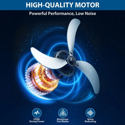 Floor Fan, Industrial Fan - 30 Inch High Velocity Drum Fan, 330W 3 Speed Heavy Duty Metal Fan With Casters & Handle 4 Floor Fan, Industrial Fan - 30 Inch High Velocity Drum Fan, 330W 3 Speed Heavy Duty Metal Fan With Casters & Handle - Image 2