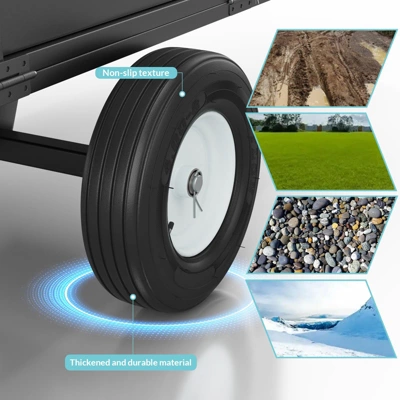 Heavy Duty 750 Lbs Capacity Mesh Steel Garden Cart 17 Cu Ft ATV Dump Trailer With Removable Sides, Pneumatic Tires, Yard Cart For Hauling Firewood 4 Heavy Duty 750 Lbs Capacity Mesh Steel Garden Cart 17 Cu Ft ATV Dump Trailer With Removable Sides, Pneumatic Tires, Yard Cart For Hauling Firewood - Image 2