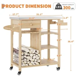 TROPOW Solid Wood Outdoor Grill Cart ¨C Stainless Steel Top Kitchen Island With Lockable Wheels For Patio/Garden (Natural Wood Color) 18 TROPOW Solid Wood Outdoor Grill Cart ¨C Stainless Steel Top Kitchen Island With Lockable Wheels For Patio/Garden (Natural Wood Color) -Furniture GUEST 30eca757 0709 468a 9521 f0008f1f262c