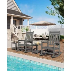 TROPOW Outdoor Side Table 18 X 15 Inch, HDPE 2-Tier Patio Side Tables For Outside, All-Weather End Table For Patio Pool Deck Indoor Backyard -Furniture GUEST 30faf849 3067 4e51 b7a5 df486faffe45