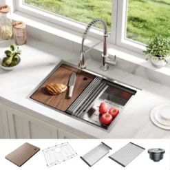 Undermount Kitchen Sink,Stainless Steel Kitchen- Single Bowl Sinks, Modern Top Mount 16 Gauge Workstation Sink-with Cutting Board For Bar -Furniture GUEST 31519b34 fd38 4365 947b d56adc6e734c