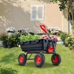 Garden Dump Cart,800lbs Heavy Duty Poly Yard Dump Garden Cart,with 10-Inch Tires,180¡ãRotating Handle,Steel Frame And Quick Release System For Garden -Furniture GUEST 3168d2ac f890 473c 8730 fc671393ce2a