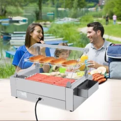 Hot Dog Roller, 24 Capacity 9-Roller Sausage Grill - 1350W Stainless Steel Machine With Cover For Commercial & Parties -Furniture GUEST 31fdf1ff 4c3e 467d 956e 1ff345ca2dcd