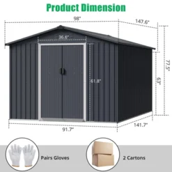TROPOW 8x12 FT Outdoor Storage Shed, Metal Garden Shed With Lockable Door,and Sloped Roof, Utility Metal Tool Storage Sheds For Backyard, Gray 13 TROPOW 8x12 FT Outdoor Storage Shed, Metal Garden Shed With Lockable Door,and Sloped Roof, Utility Metal Tool Storage Sheds For Backyard, Gray -Furniture GUEST 3242eefb 3644 4124 9fc1 5e3afd017a59