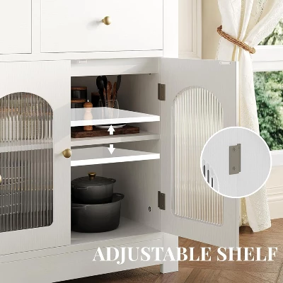 55Inch Large Sideboard Buffet Storage Cabinet With 3 Drawer And 4 Doors Wood Coffee Bar Buffet Table 7 55Inch Large Sideboard Buffet Storage Cabinet With 3 Drawer And 4 Doors Wood Coffee Bar Buffet Table - Image 5