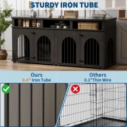 Double Dog Crate Furniture 71" Dog Kennel Furniture For 2 Medium Dogs, Heavy Duty Dogs Cage XL Dogs House Indoor With 3 Storage Shelves -Furniture GUEST 3320af3d 968d 4d98 98d6 041eb70b8d0c