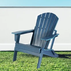 Folding Adirondack Chair, Oversized HDPE Adirondack Chairs With Weather Resistant, Outdoor Fire Pit Chair