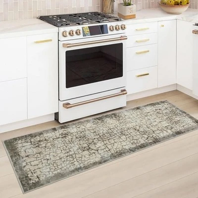 Washable Runner Rugs 2x6 For Hallway ¨C Non-Slip Abstract Carpet, Soft Kitchen Entryway Rug, Low Pile Indoor Modern Rug For Bedroom, Camel 6 Washable Runner Rugs 2x6 For Hallway ¨C Non-Slip Abstract Carpet, Soft Kitchen Entryway Rug, Low Pile Indoor Modern Rug For Bedroom, Camel - Image 4