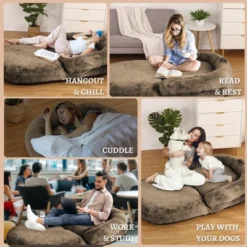 Foldable Dog Bed For Humans, 71"x43"x10" Giant Dog Bed For People And Pets, Washable & Removable Faux Fur Cover -Furniture GUEST 33d23265 e7cb 4ba6 888a da55e3e48bfe