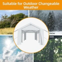 Portable Garage, Carport Canopy - 12x20 FT Heavy Duty With 6 Doors, Waterproof All-Season Shelter For Trucks, Boats (White) -Furniture GUEST 33deee2f 9264 499b a8ae b1773646e2ac