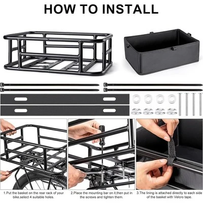 Rear Bicycle Basket, Rear Wheel Basket With Cargo Net And Liner, School Bag Rear Excellent Made Of Aluminium 5 Rear Bicycle Basket, Rear Wheel Basket With Cargo Net And Liner, School Bag Rear Excellent Made Of Aluminium - Image 3