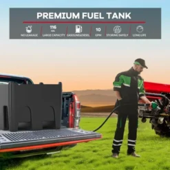 Portable Fuel Tank - 116 Gallon With 12V Electric Transfer Pump (10.6 GPM), Auto Shut-Off Nozzle, 360° Swivel Hose For Truck/Tractor/Farm/Marine