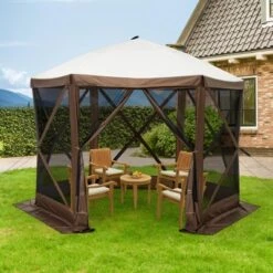 6-Sided Pop Up Gazebo Tent, Waterproof UV Protection Screen Canopy, Portable Instant Shelter With Carry Bag & Stakes -Furniture GUEST 34cc7e72 037c 4269 8e68 a8284786be94