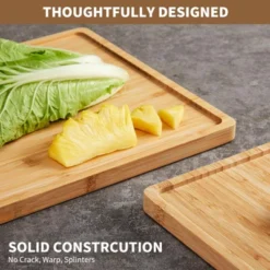Cutting Board Set, 3-Piece Bamboo Kitchen Chopping Boards With Holder - Deep Juice Groove & Handles For Meat, Veggies, Fruit -Furniture GUEST 351c5c3e 80ee 4092 8cd0 167dfeb80ac6