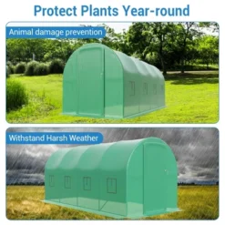 Outdoor Greenhouse - Walk-In Tunnel With 8 Mesh Vents, Swing Door & Roll-Up Door, Reinforced Galvanized Steel Frame & Durable PE Cover -Furniture GUEST 3537b2aa 7c16 4d64 a927 848465b8e164
