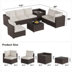 Outdoor Furniture Patio 8-Piece Rattan Sectional Set W/ Storage, 4" Cushions & Tempered Glass Table 14 Outdoor Furniture Patio 8-Piece Rattan Sectional Set W/ Storage, 4" Cushions & Tempered Glass Table -Furniture GUEST 360fe554 4ee5 4995 92be 8ee9f0aed1c5