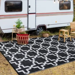 6x9 Outdoor Rug Non Slip - Washable Picnic Rug For Patio, Camping, Beach (Black & White) -Furniture GUEST 3622f2ce 4a20 48b6 80e3 1b477549eb32