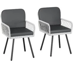 TROPOW Patio Dining Chairs With 5mm Rattan & Cushions, 2-Piece Outdoor Chairs Set, Stackable Wicker Chairs With Metal Frame For Garden -Furniture GUEST 3673bcfa 112c 45bd a420 b56ad490c9d8
