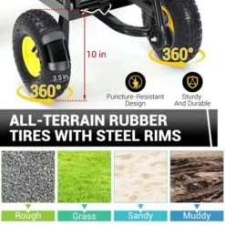 Heavy Duty Steel Garden Cart, Pullable Metal Garden Wagon With 10" Wheels, 180° Rotating Handle And Removable Sides For Outdoor, Farm, Yard -Furniture GUEST 3695e9b6 cba2 4a27 a276 bf2f24734b2e