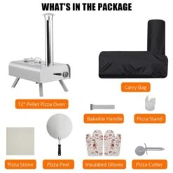 Portable Pizza Oven Outdoor, 12" Wood Pellet Pizza Ovens With Pizza Stone & Storage Bag & Pizza Peel, Stainless Steel Pizza Maker Grill -Furniture GUEST 36f3eeda 3e23 4411 a863 143c29470518