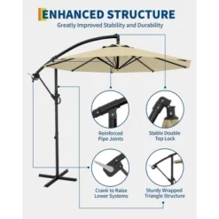 10 FT Cantilever Umbrella, Outdoor Offset Patio Umbrella With Easy Tilt Adjustment, 8 Ribs, UV Protection For Backyard, Lawn, Garden -Furniture GUEST 3770dc20 0f3a 48d1 8e64 ebbb52dc8430