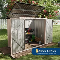 Metal Outdoor Lean To Storage Shed, Lean To Garden Shed Utility Tool Shed, Heavy-Duty Outdoor Metal Wall Side Storage Sheds -Furniture GUEST 37bbffee b417 4abc b989 ee5120653683