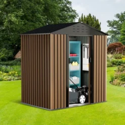 Metal Garden Shed,Outdoor Storage Shed, Outdoor Metal Utility Tool Storage Shed With Door Lock, Waterproof Roofs, For Garden Patio,Brown 18 Metal Garden Shed,Outdoor Storage Shed, Outdoor Metal Utility Tool Storage Shed With Door Lock, Waterproof Roofs, For Garden Patio,Brown -Furniture GUEST 3891da06 9d45 4676 80a6 370b2fe75a32