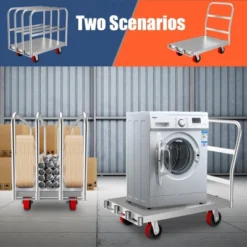 2-in-1 Heavy Duty Panel Truck Cart All Steel Platform Truck With 6'' Swivel Wheels Moving Platform Hand Truck With 2000 LBS Capacity For Garage -Furniture GUEST 38a55e7b 315d 4c0b acc9 34a4bb53c010