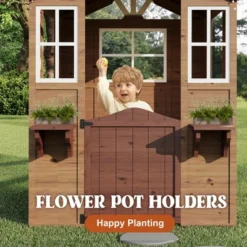 Wooden Play House For Kids, Wooden Play House Outdoor Cottage, Cedar Woodens Kids Playhouse Cottage, Toddler Outdoor Playhouse Vinyl Roof With Kitchen -Furniture GUEST 38b76f4f bf09 448c 99ff a45eaca9226f