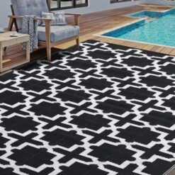 6x9 Outdoor Rug Non Slip - Washable Picnic Rug For Patio, Camping, Beach (Black & White) -Furniture GUEST 38c35ce3 9056 4663 be07 4bf5ff9d7e7b